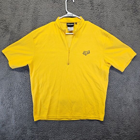 Fox Racing Cycling Jersey Shirt Mens‎ XL Yellow Short Sleeve Half Zip - Picture 1 of 10